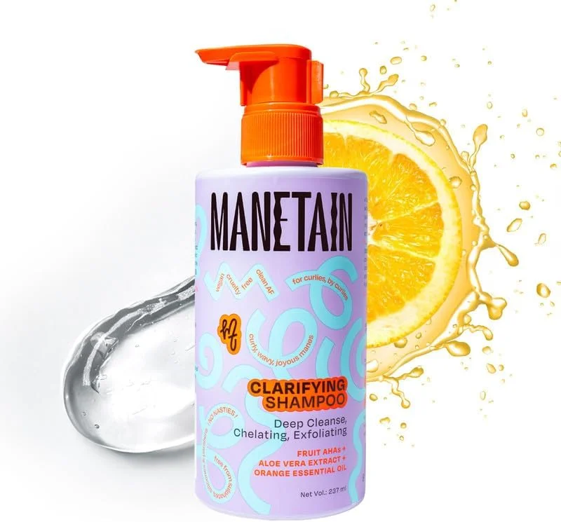 شامپو شفاف کننده مو مانه تین مناسب انواع مو 236 میلی لیتر، شامپو ملایم و وگان بدون سولفات، پارابن و مواد سمی برای زنان و مردان با موهای موج دار، خشک، فر و وز