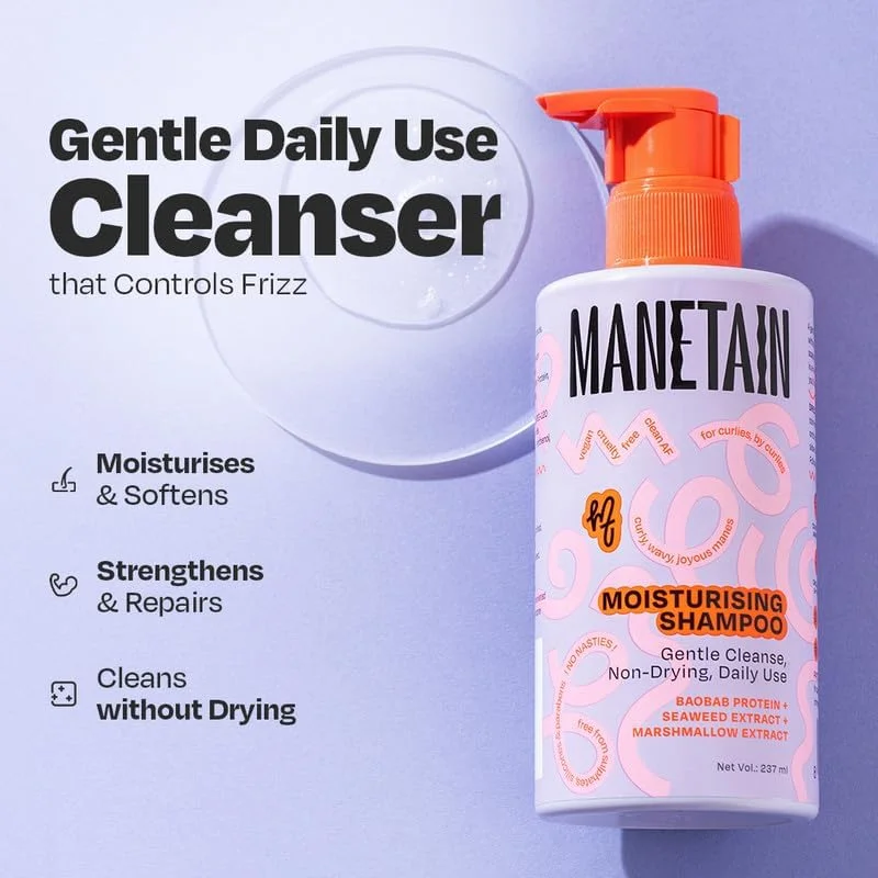 شامپو مرطوب کننده مو مانیتین 236 میلی لیتر برای موهای فر، بدون سولفات، پارابن و مواد سمی، شامپو ملایم و وگان برای زنان، مردان و کودکان با موهای موج دار، خشک و وز برای استفاده روزانه شامپو مرطوب کننده مو مانیتین 236 میلی لیتر برای موهای فر، بدون سولفات، پارابن و مواد سمی، شامپو ملایم و وگان برای زنان، مردان و کودکان با موهای موج دار، خشک و وز برای استفاده روزانه