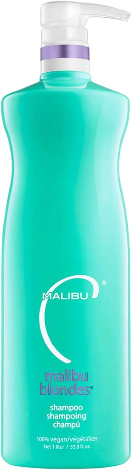 شامپو تقویت کننده موهای بلوند Malibu C، شامپو بنفش احیا کننده برای سلامت و درخشندگی مو، بدون سولفات و مرطوب کننده، 1000 میلی لیتر