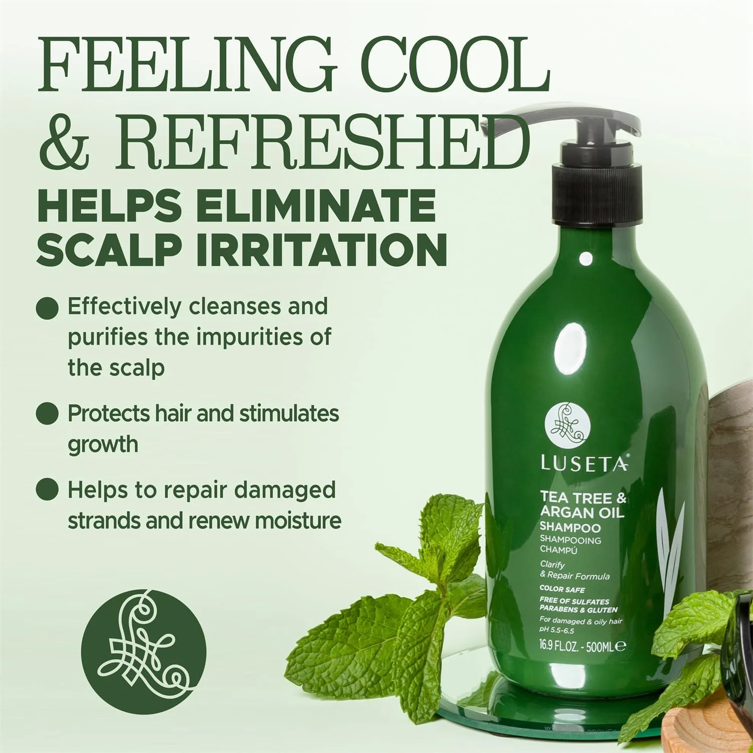 شامپو روغن درخت چای لوساتا - درمان طبیعی ضد شوره برای موهای خشک و آسیب دیده، بدون سولفات و ایمن برای موهای رنگ شده 500 میلی لیتر