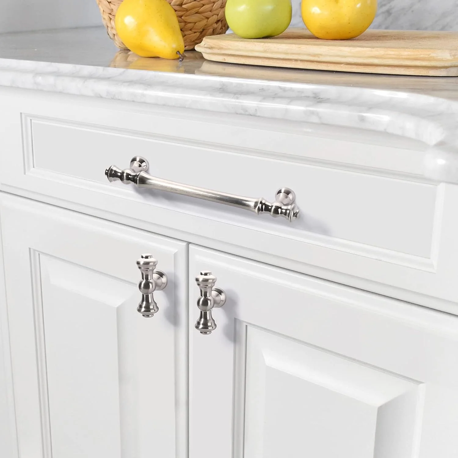 دستگیره کابینت آشپزخانه آسیدراما، بسته 10 عددی، 5 اینچی (128 میلی متر)، نیکل ساتن برس خورده، سخت افزار کابینت آشپزخانه برای دستگیره های کشو کمد و کشوهای دراور