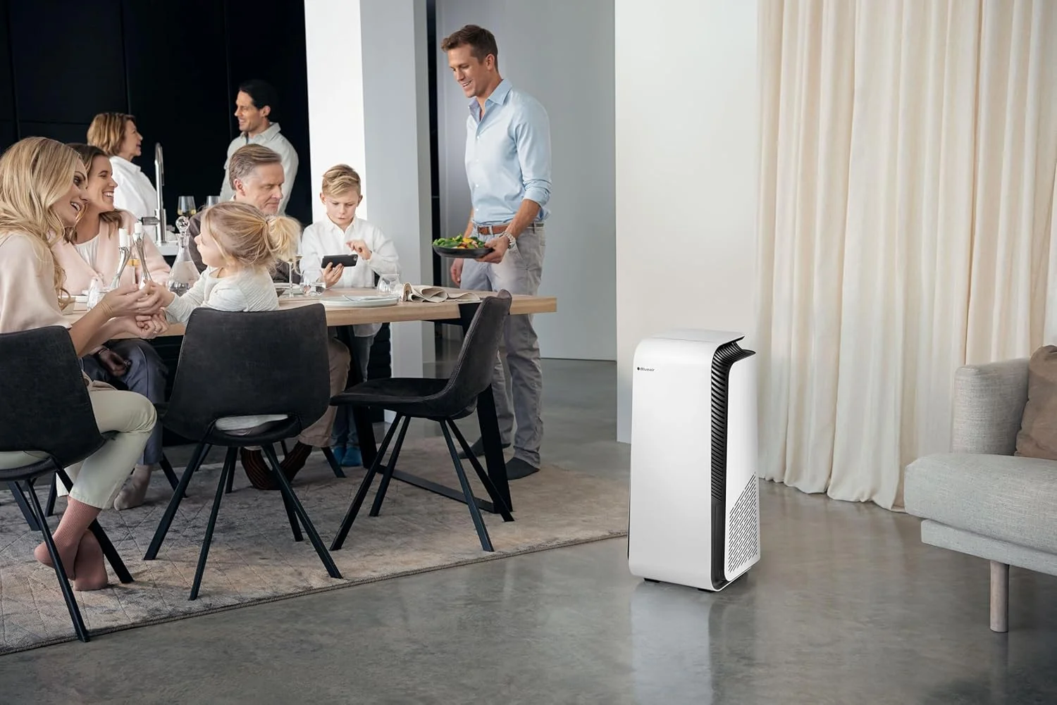 دستگاه تصفیه هوای بلوایر - HealthProtect 7370i مناسب برای فضاهای تا 140 متر مربع، نرخ تحویل هوای پاک 335 متر مکعب در ساعت، شاخص کیفیت هوا، فناوری HEPASilent حذف 99.97% گرده، گرد و غبار، کپک، باکتری، ویروس ها، VOC ها و بوها