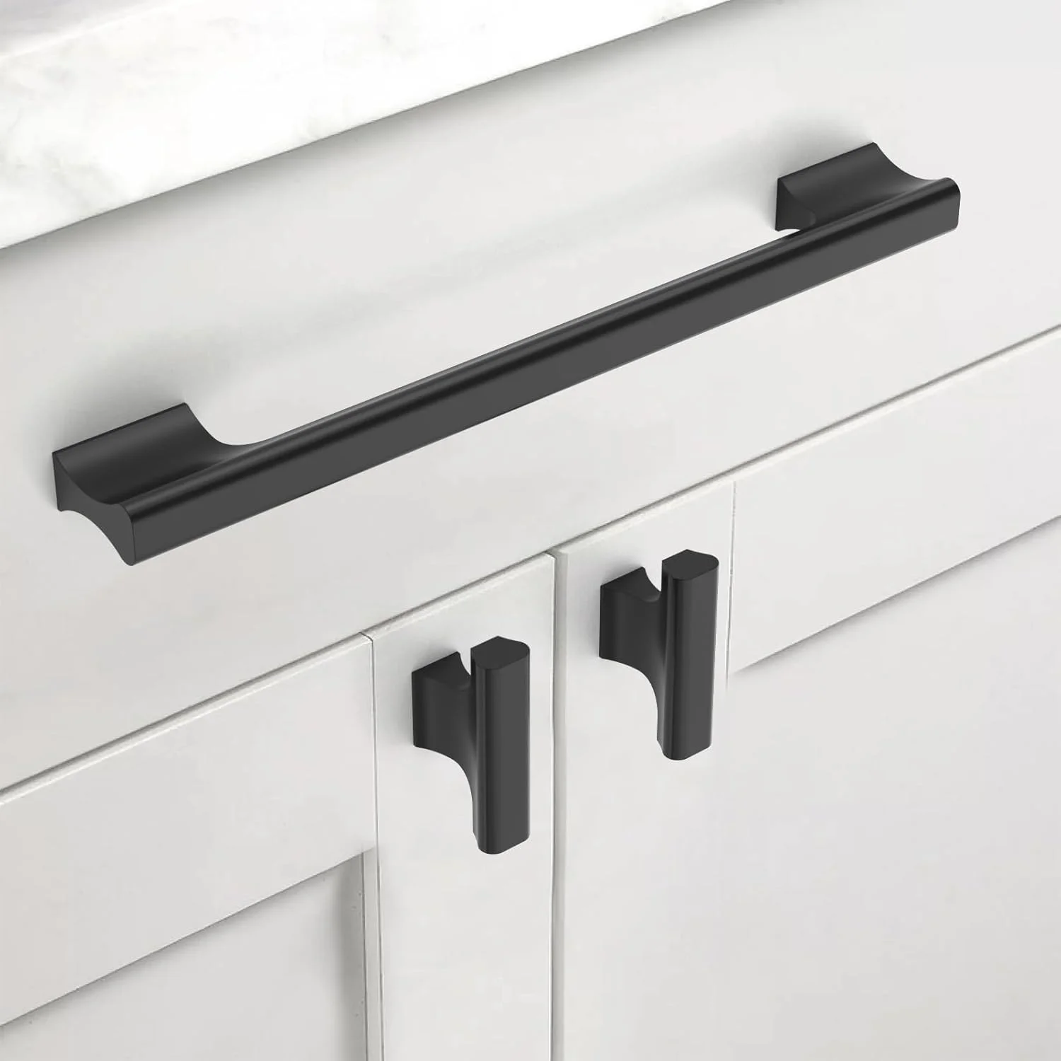 دستگیره کابینت آشپزخانه آسیدراما مدل 4504 بسته 10 عددی، 254 میلی‌متری، مشکی مات، دستگیره کشو، دستگیره کمد