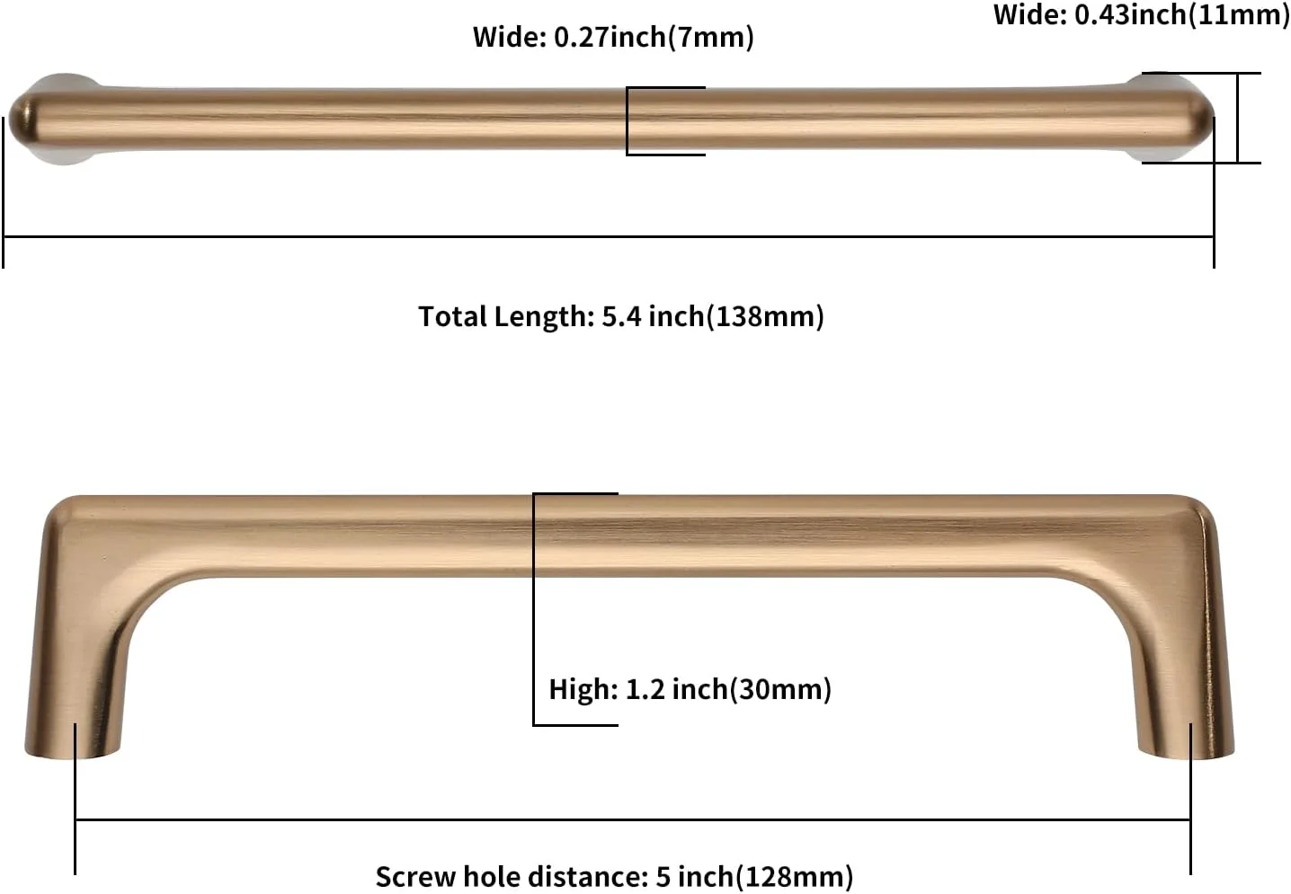 دستگیره کابینت آسیدراما، بسته 10 عددی، 5 اینچی (128 میلی‌متری)، برنزی شامپاین، دستگیره کمد، سخت افزار کابینت آشپزخانه، دستگیره کشو