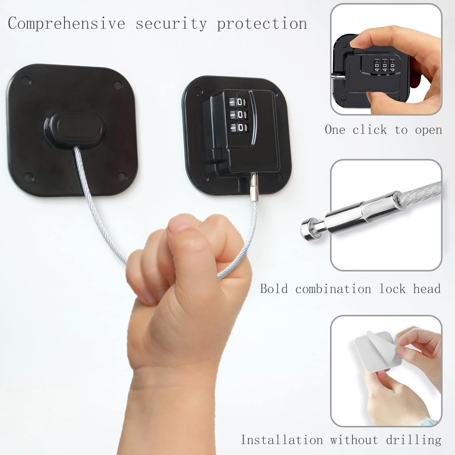 قفل یخچال 2 عددی، قفل ایمنی یخچال ترکیبی با کد، قفل ایمنی کودک فریزر سنگین، قفل درب با چسب قوی برای کابینت یخچال، کشوها