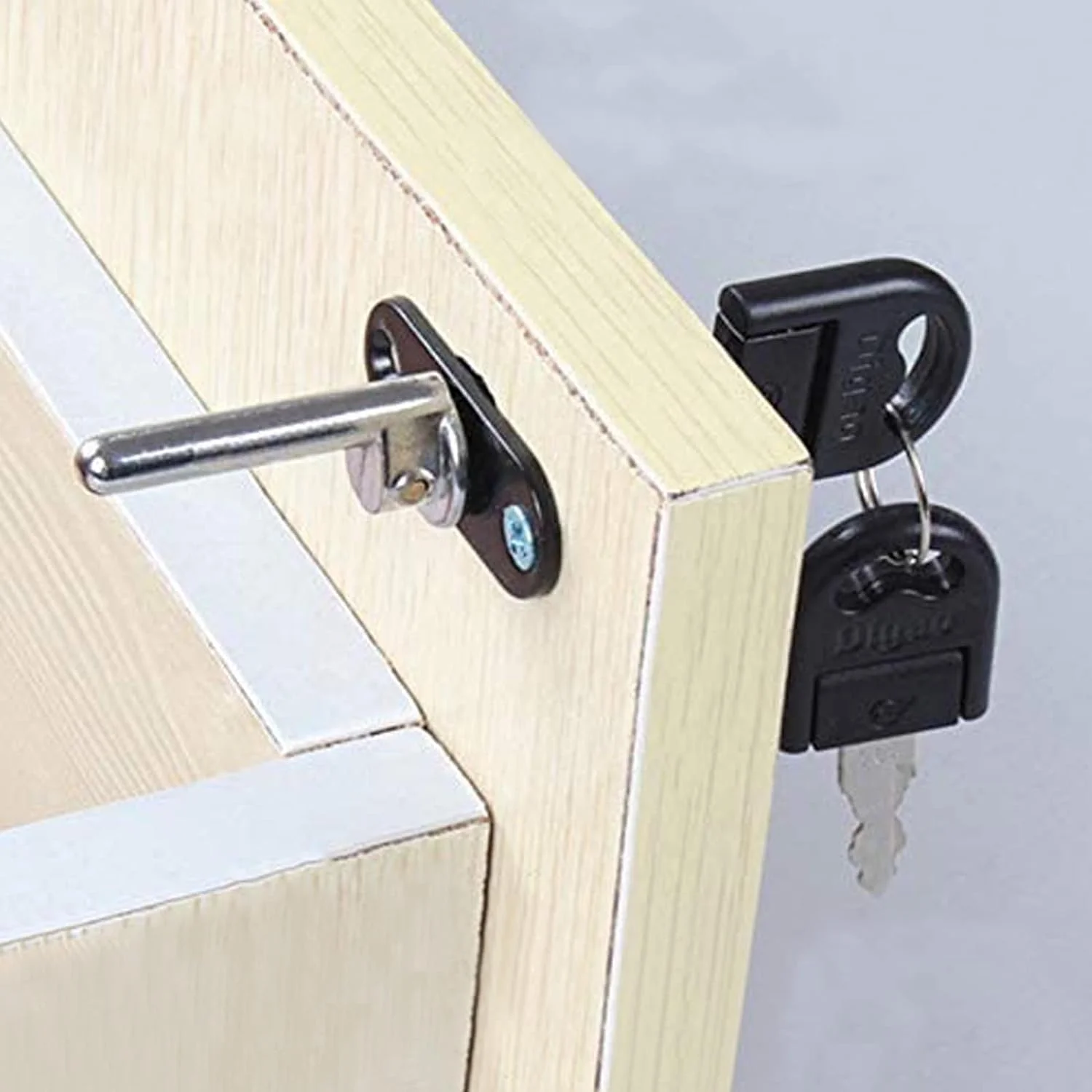 قفل کابینت کشو با کلید، آلیاژ روی قفل میز قفل کابینت پرونده برای کمد مبلمان ویترین قفسه دار با 2 کلید 16 میلی متر (مشکی) - 2 عدد