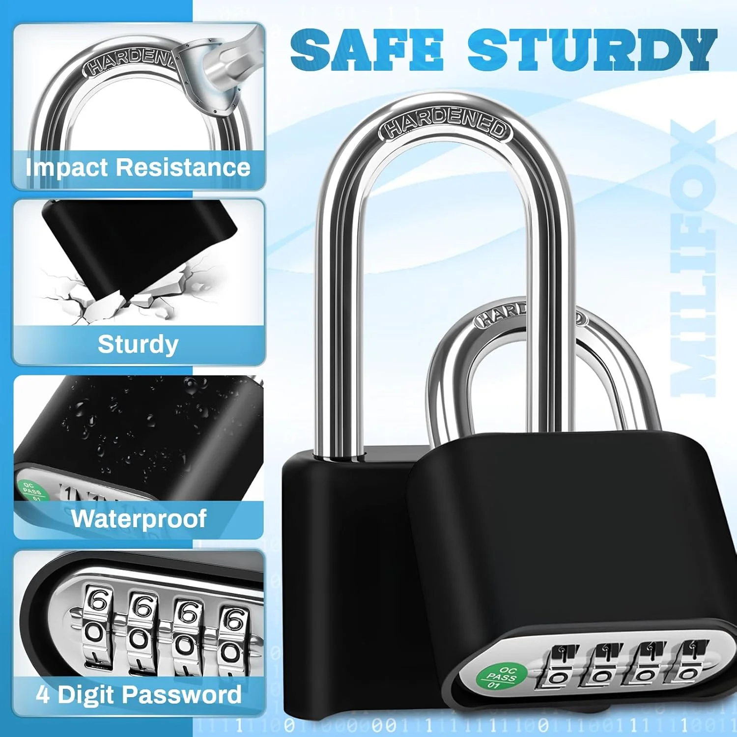 قفل رمزی ترکیبی میلی فاکس، قفل های 4 رقمی آلیاژ روی ضد سرقت، قفل های امنیتی سنگین برای کمد باشگاه مدرسه، دروازه فضای باز، حصار، استفاده در فضای داخلی و خارجی (2 عدد) قفل رمزی ترکیبی میلی فاکس، قفل های 4 رقمی آلیاژ روی ضد سرقت، قفل های امنیتی سنگین برای کمد باشگاه مدرسه، دروازه فضای باز، حصار، استفاده در فضای داخلی و خارجی (2 عدد)