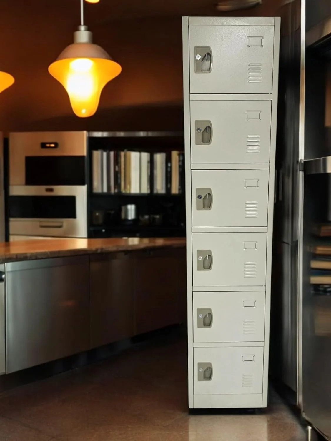 کابینت فلزی 6 درب چند منظوره مبلمان خانگی خاکستری - کابینت ذخیره سازی فولادی بادوام با درب های قفل دار، کابینت کمد لباس، سازمان دهنده اداری، کمد جعبه ایمنی برای ذخیره سازی خانه، مدرسه، ورزشگاه