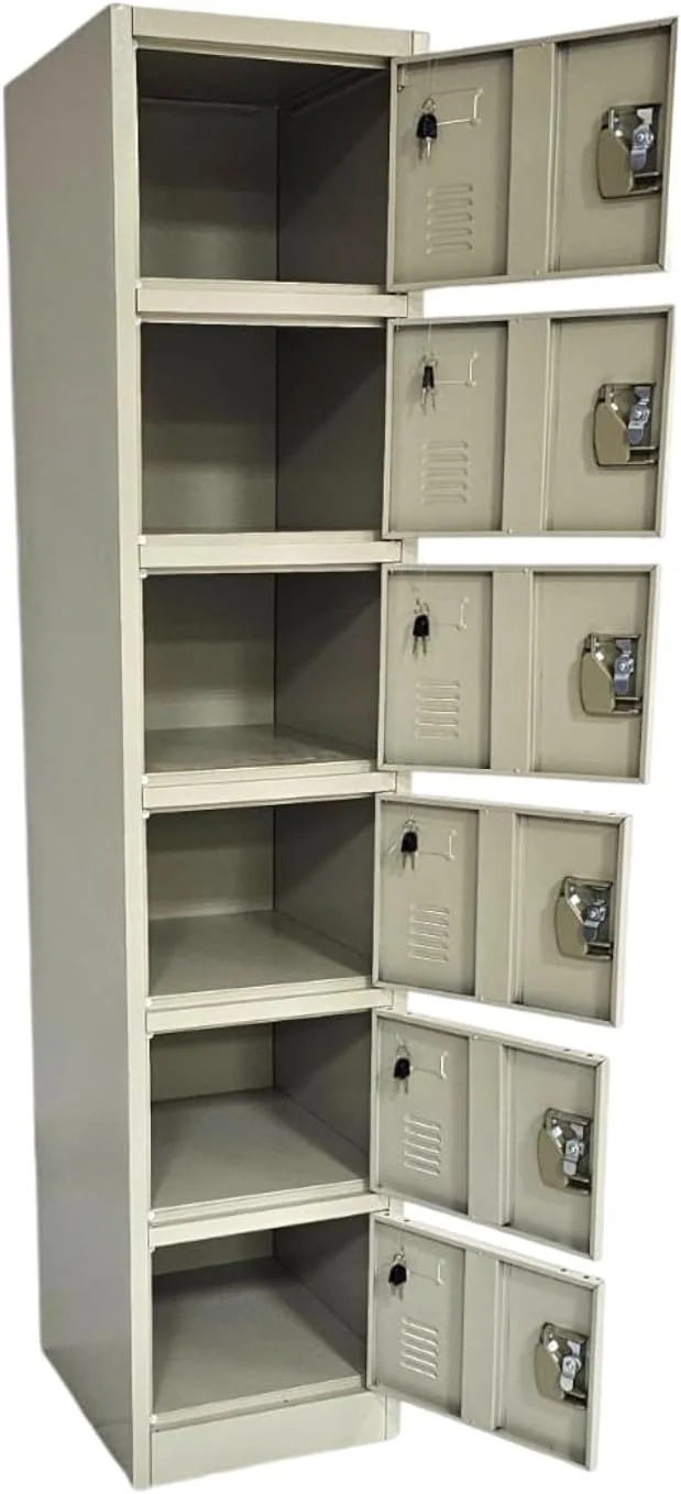 کابینت فلزی 6 درب چند منظوره مبلمان خانگی خاکستری - کابینت ذخیره سازی فولادی بادوام با درب های قفل دار، کابینت کمد لباس، سازمان دهنده اداری، کمد جعبه ایمنی برای ذخیره سازی خانه، مدرسه، ورزشگاه