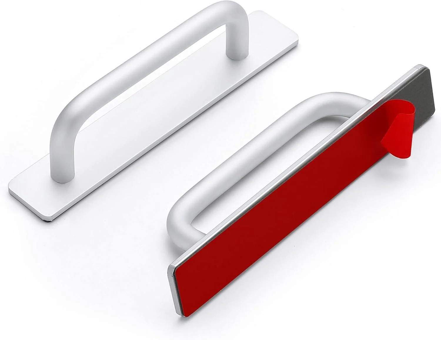 دستگیره چسبی کابینت، دستگیره فوری خود چسب 14.8 سانتی‌متری، دستگیره فشاری کشو، دستگیره کمکی کشویی درب توری، مناسب برای کمد دیواری کشویی، پنجره و کمد لباس - نقره‌ای، بسته‌ی 2 عددی