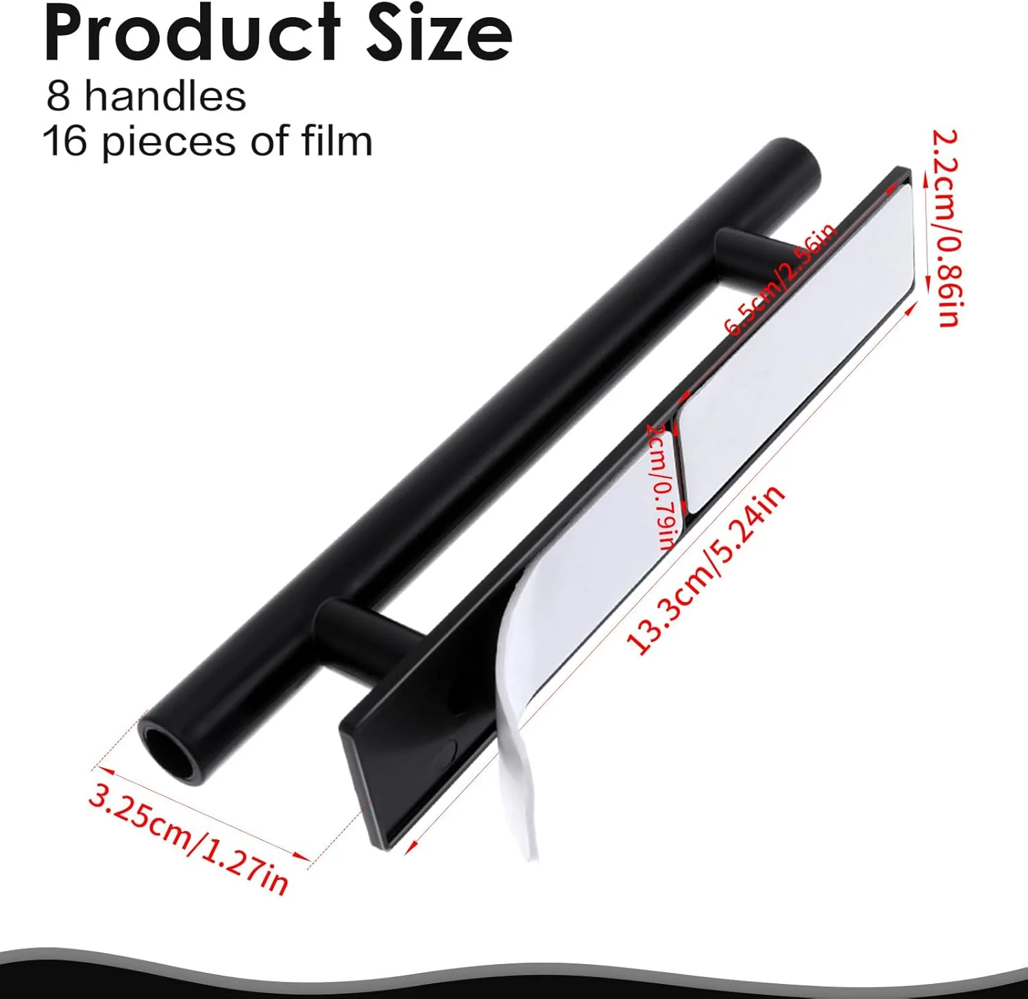 دستگیره کابینت چسبی 8 عددی، دستگیره کشو خود چسب، دستگیره درب چسبی ABS، دستگیره پلاستیکی فوری برای کمد و مبلمان (مشکی)