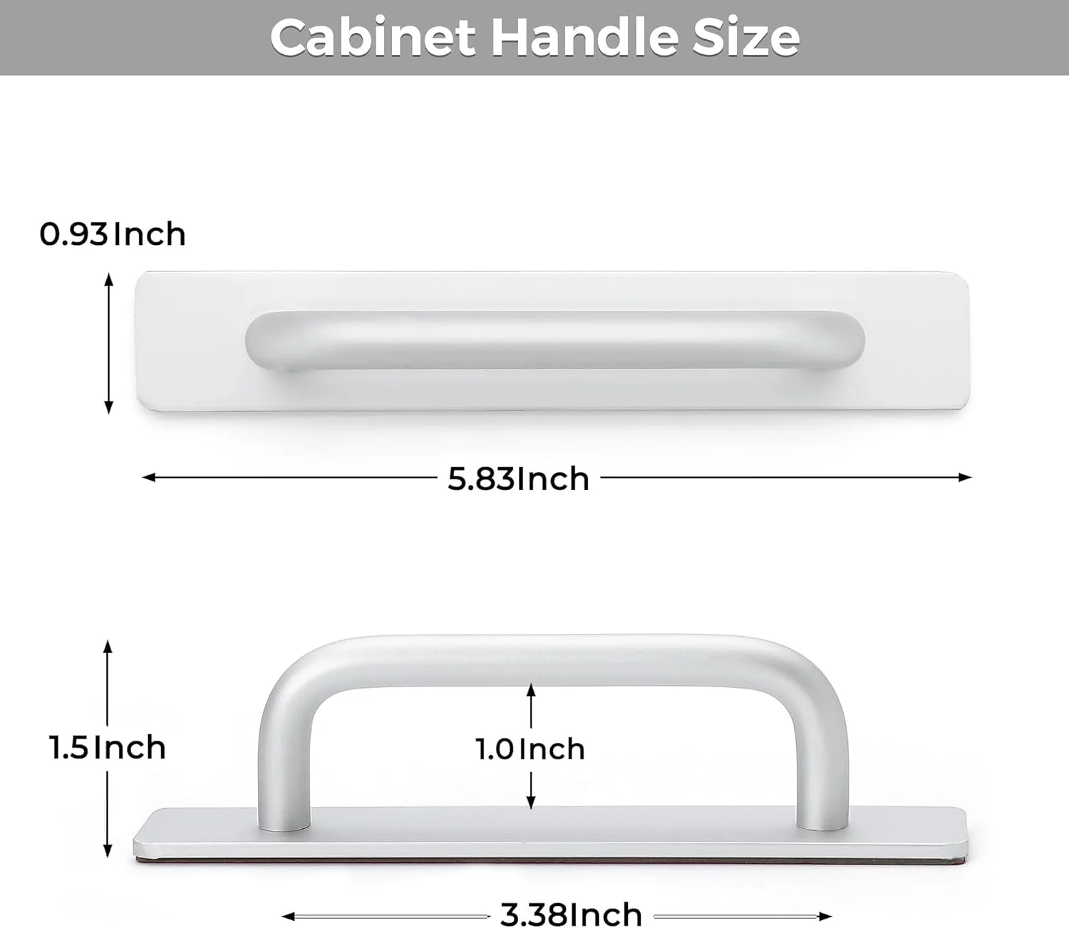 دستگیره چسبی کابینت، دستگیره فوری خود چسب 14.8 سانتی‌متری، دستگیره فشاری کشو، دستگیره کمکی کشویی درب توری، مناسب برای کمد دیواری کشویی، پنجره و کمد لباس - نقره‌ای، بسته‌ی 2 عددی