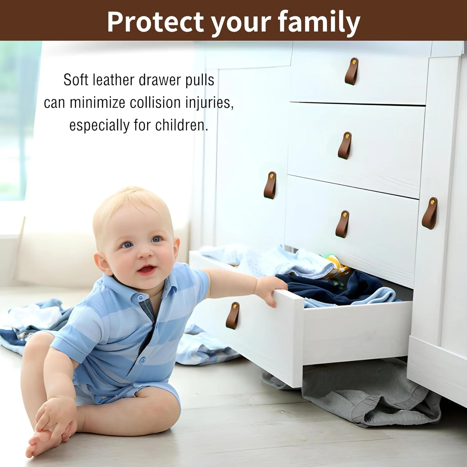 دستگیره چرمی کشو و کابینت ALEACAR بسته 4 عددی، دستگیره درب آشپزخانه و کمد، دستگیره کمد لباس، سخت افزار چرمی دست ساز کابینت برای دکوراسیون منزل 17 سانتی متر (قهوه ای تیره)