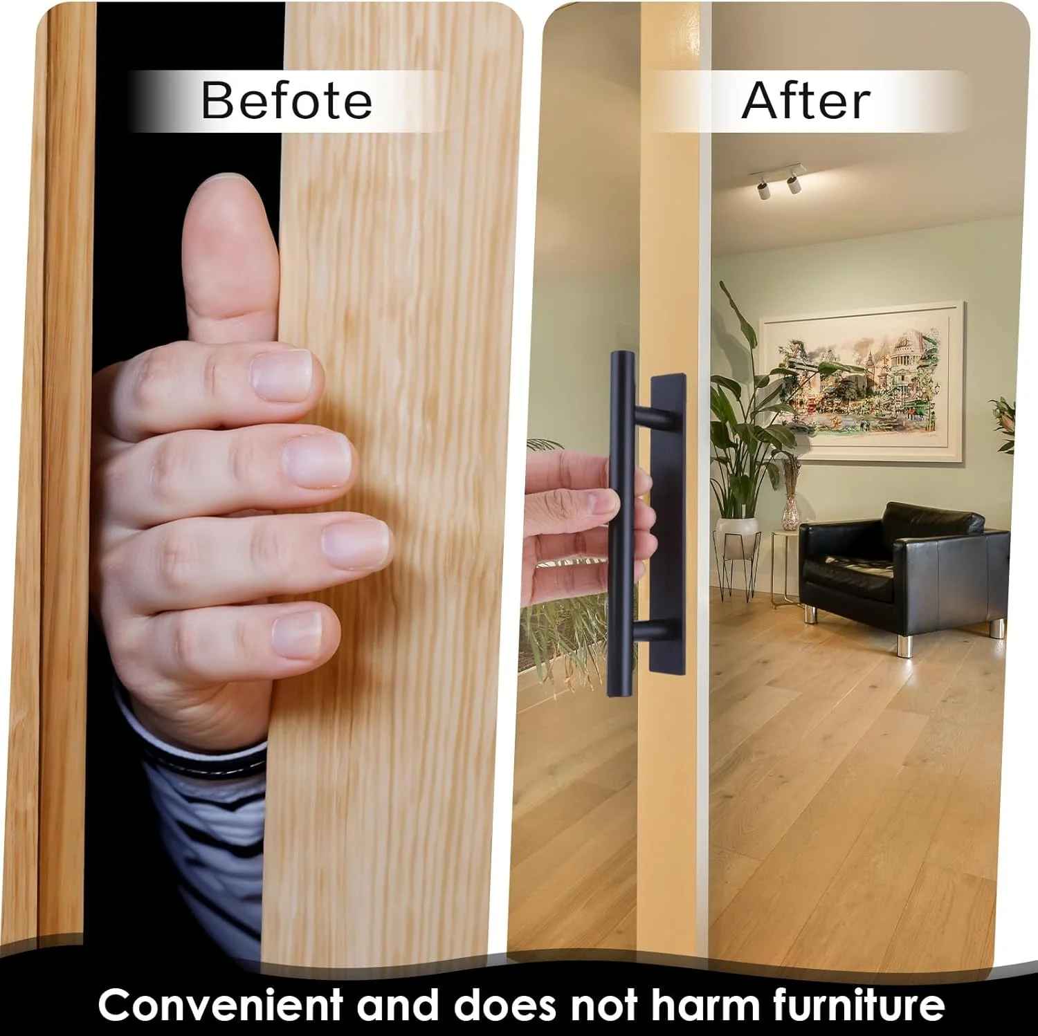 دستگیره کابینت چسبی 8 عددی، دستگیره کشو خود چسب، دستگیره درب چسبی ABS، دستگیره پلاستیکی فوری برای کمد و مبلمان (مشکی)