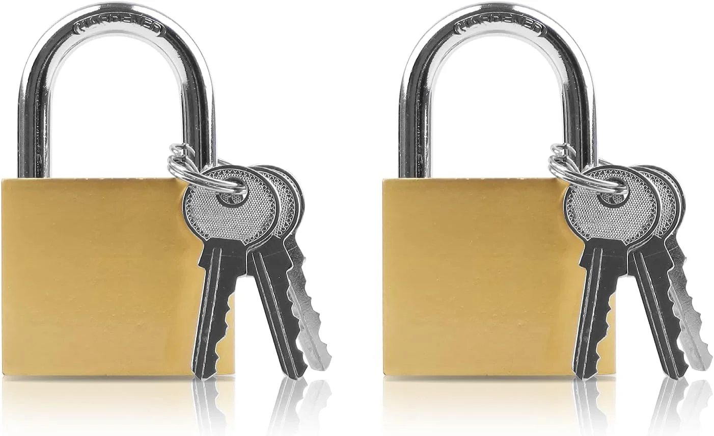 قفل آویز لاموندری، بسته 2 عددی، قفل کوچک با کلید، قفل مینی برای کمدهای باشگاه، کیف های مسافرتی، کابینت ها - 32 میلی متر