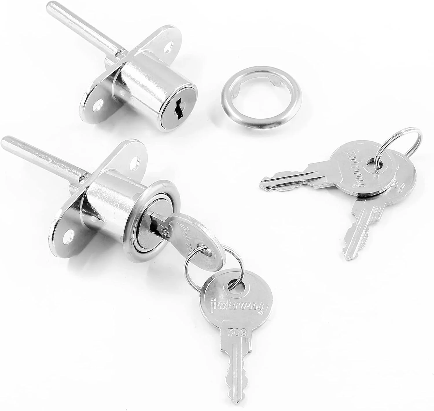 قفل کشو LDEXIN بسته 3 عددی، قفل کابینت با کلید آلیاژ روی برای کمد مبلمان ویترین با 2 کلید قطر سیلندر 3/4 اینچ (19 میلی متر)