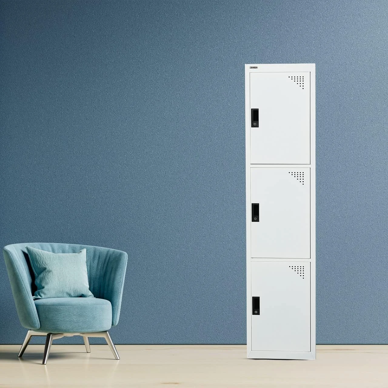 کابینت کمد فلزی 3 درب RIGID با قفل و دستگیره پلاستیکی، کمد نگهداری فلزی برای خانه، مدرسه، دفتر، باشگاه - کمد سازمان دهنده بادوام و دارای تهویه (سفید) - از پیش مونتاژ شده کابینت کمد فلزی 3 درب RIGID با قفل و دستگیره پلاستیکی، کمد نگهداری فلزی برای خانه، مدرسه، دفتر، باشگاه - کمد سازمان دهنده بادوام و دارای تهویه (سفید) - از پیش مونتاژ شده