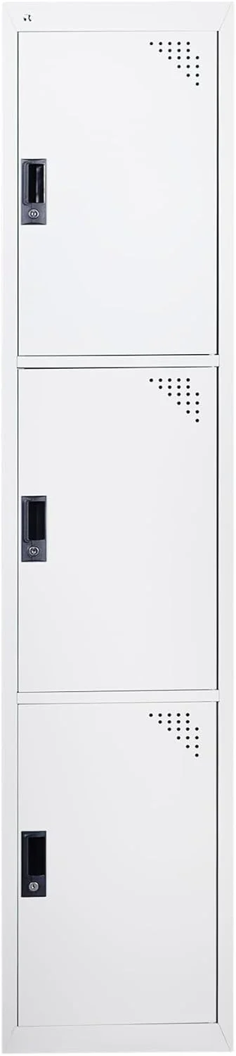 کابینت کمد فلزی 3 درب RIGID با قفل و دستگیره پلاستیکی، کمد نگهداری فلزی برای خانه، مدرسه، دفتر، باشگاه - کمد سازمان دهنده بادوام و دارای تهویه (سفید) - از پیش مونتاژ شده کابینت کمد فلزی 3 درب RIGID با قفل و دستگیره پلاستیکی، کمد نگهداری فلزی برای خانه، مدرسه، دفتر، باشگاه - کمد سازمان دهنده بادوام و دارای تهویه (سفید) - از پیش مونتاژ شده