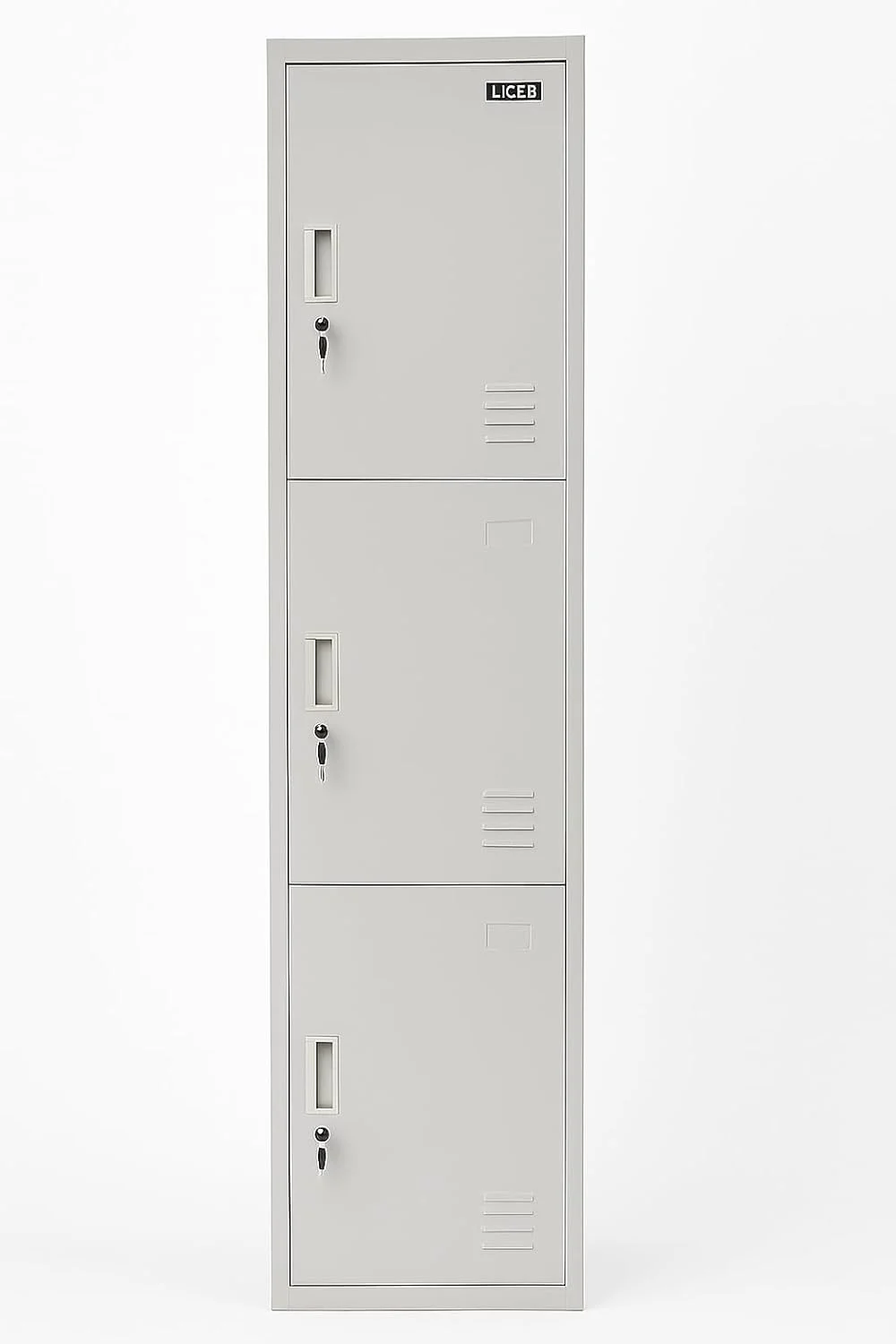 کابینت فلزی کمدی 3 درب Kustom Deco - کابینت ذخیره سازی فلزی خاکستری با درب های قفل دار - 185 x 45 x 40 سانتی متر - سازمان دهنده بادوام برای استفاده در دفتر، مدرسه، سالن ورزشی یا خانه