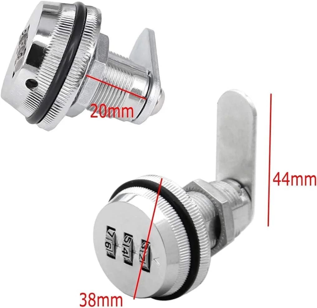 قفل رمزی 3 رقمی JZK، مناسب برای کمد، درب کمد، کابینت پرونده، صندوق پستی، کشو و قفسه - 2 عدد