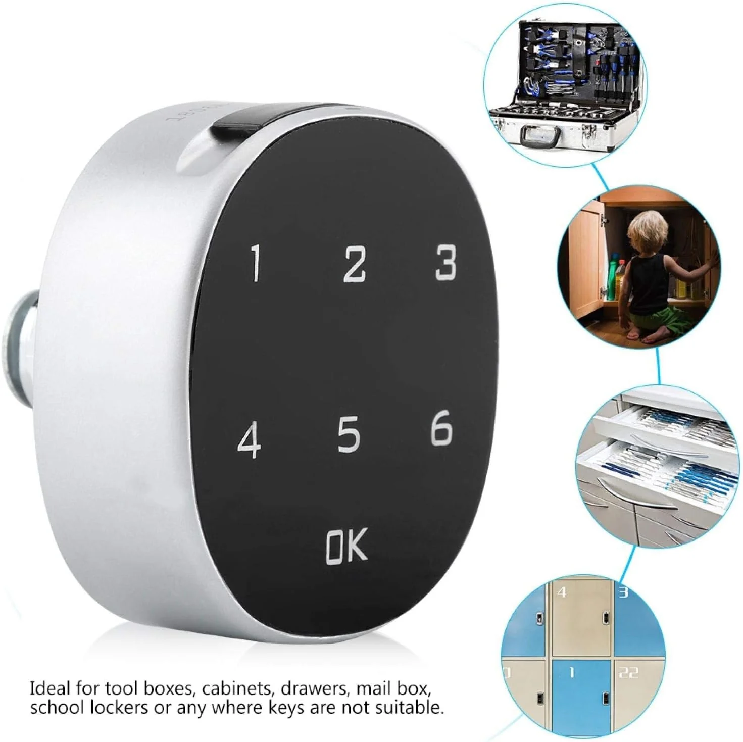 قفل کابینت رمزی دیجیتال الکترونیکی EVTSCAN با رمز ترکیبی آلیاژ روی، قفل رمز عبور مناسب برای کمدهای قفل دار