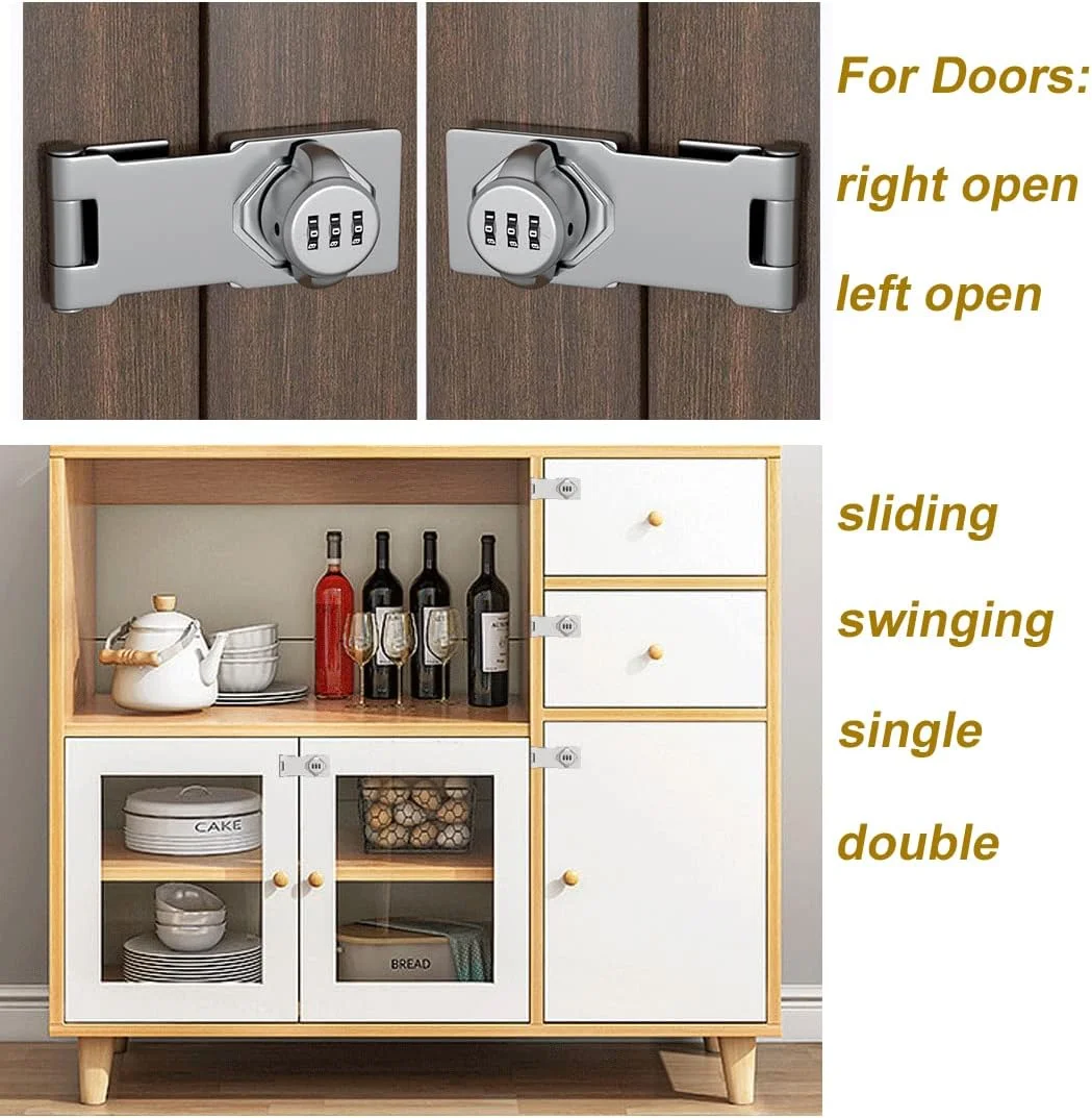 قفل ترکیبی بدون کلید ETEKJOY برای کابینت چوبی، قفل زبانه دار با رمز عبور 3 رقمی، قفل کشویی کمد گاوصندوق اسلحه جعبه کمد (مشکی)، ET931