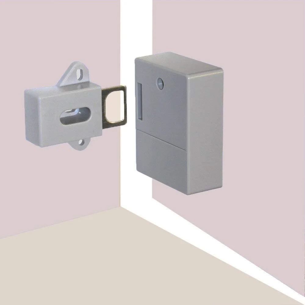 قفل الکترونیکی کابینت RFID ETEKJOY، مخفی، مناسب برای کابینت چوبی، کمد و کشو (خاکستری)