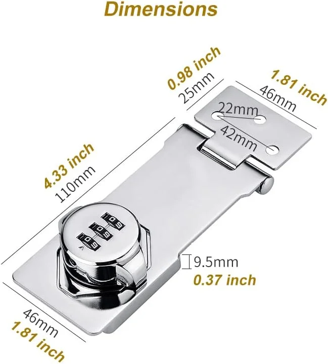 قفل ترکیبی بدون کلید ETEKJOY برای کابینت چوبی، قفل زبانه دار با رمز عبور 3 رقمی، قفل کشویی کمد گاوصندوق اسلحه جعبه کمد (مشکی)، ET931