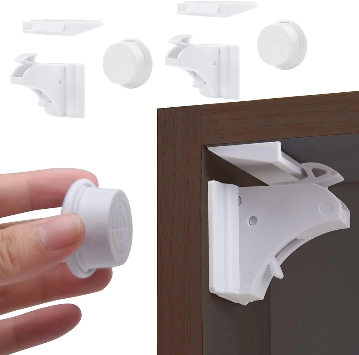 قفل کابینت کودک ECVV شامل 8 قفل + 2 کلید، قفل ایمنی کودک برای کابینت آشپزخانه و کشوها - نصب بدون پیچ، تضمین ایمنی نوزاد و کودک نوپا