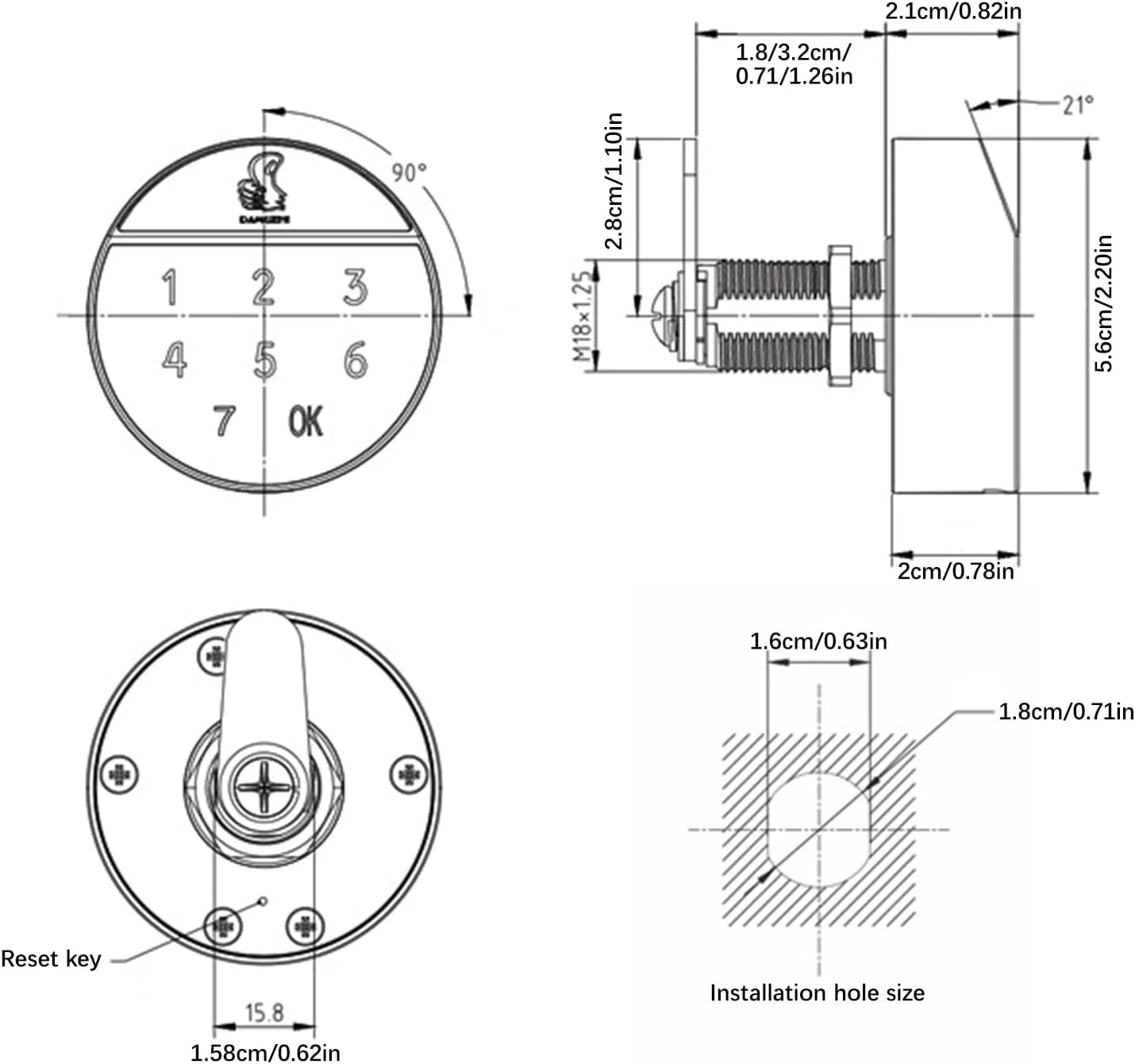 قفل کابینت دیجیتال الکترونیکی، قفل رمزدار با صفحه لمسی، قفل کمدی آلیاژ روی مناسب برای کمد لباس/جعبه ابزار/کشو کابینت/صندوق پستی/قفل مدرسه/جعبه جواهرات