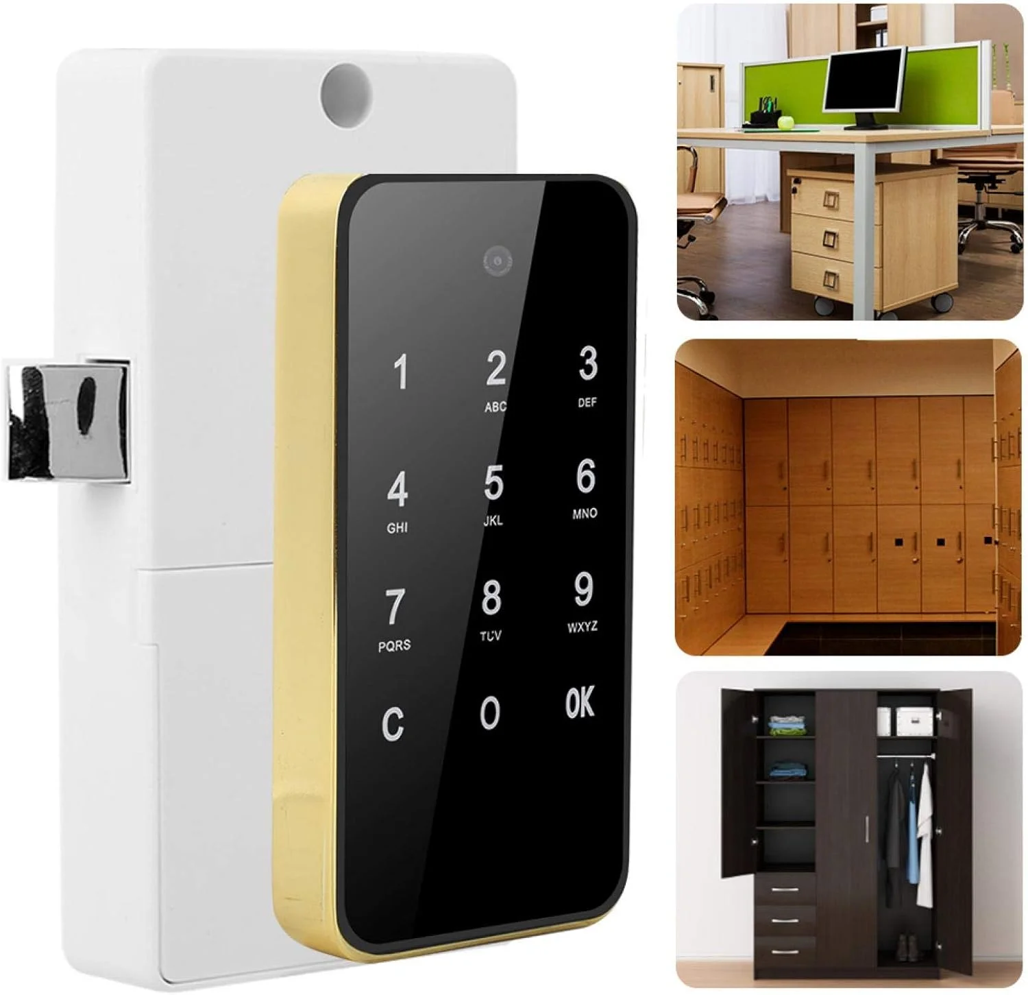 قفل الکترونیکی، کیت قفل کابینت الکترونیکی، نصب آسان برای کابینت کمد فایل کمدهای رختکن سونا (طلایی) Wzsydn (رنگ: طلایی)