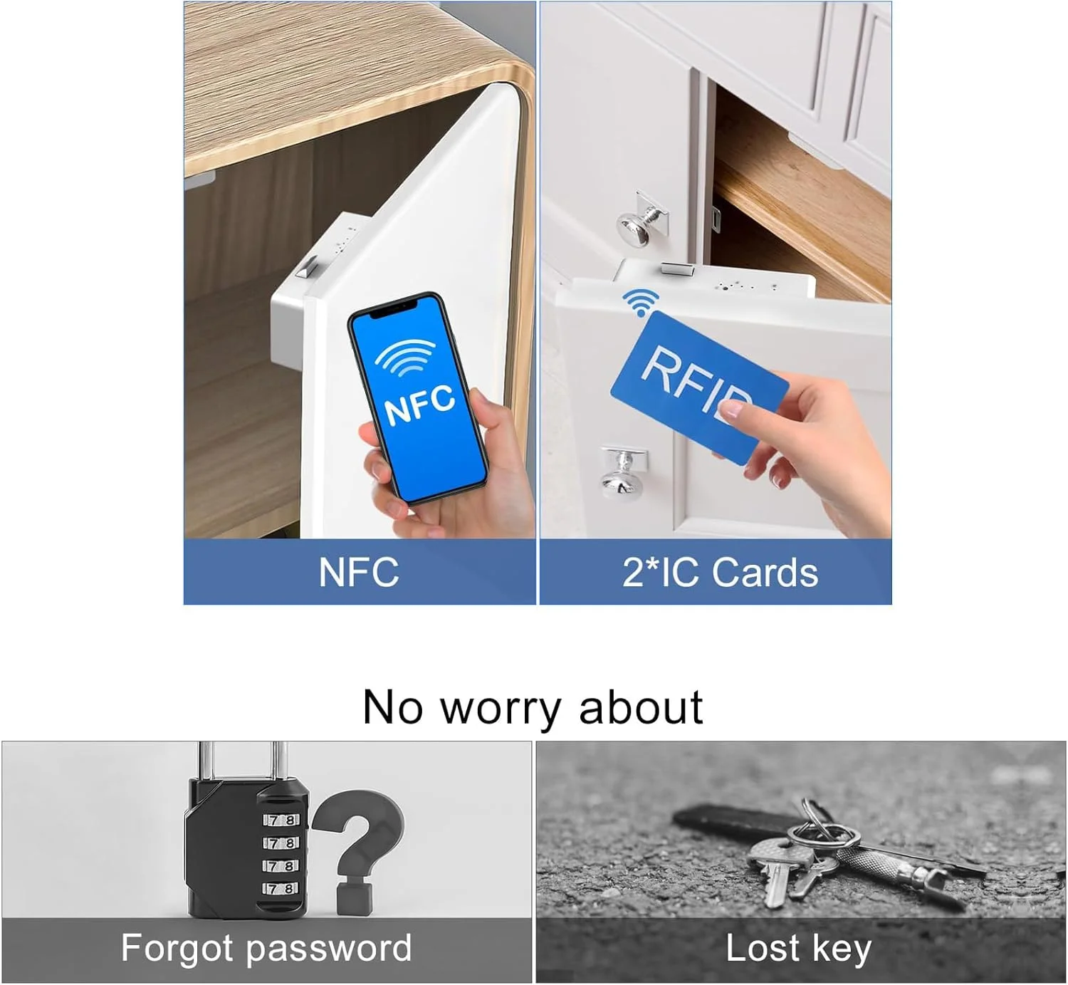 قفل هوشمند کابینت، قفل ایمنی کودک بلوتوثی بدون کلید الکترونیکی RFID برای مبلمان مخفی، کابینت مشروبات الکلی، قفسه، کشو، کمد