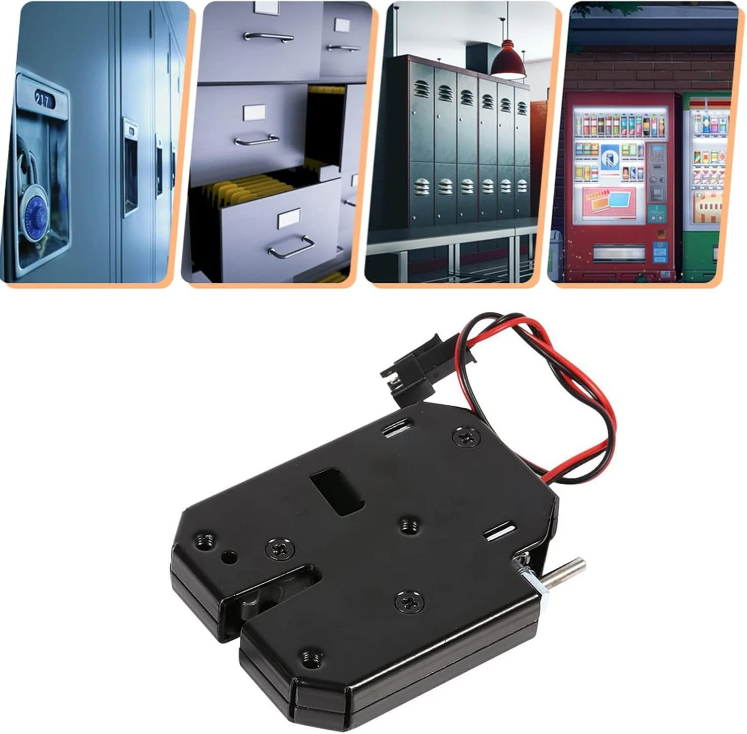 قفل الکترومغناطیسی کشو، زبانه هوشمند فولاد کربنی مشکی، قفل مغناطیسی الکتریکی کشوی کابینت، الکترومغناطیس ایمن در برابر خرابی برای سیستم کنترل دسترسی درب