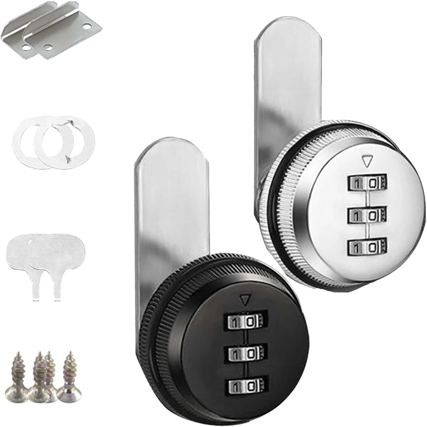 قفل رمزدار کابینت SVOCK، قفل رمزدار دانشجویی امنیتی، قفل چرخشی ترکیبی 3 رقمی، قفل کابینت 25 میلی متری برای کمد، قفسه، مبلمان، دهانه 19 میلی متر، مشکی و نقره ای (2 عدد)