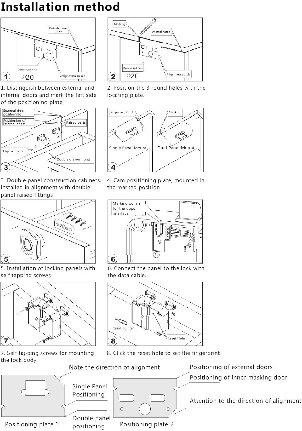 قفل کابینت اثر انگشتی Depisuta، تشخیص اثر انگشت، قفل بیومتریک هوشمند کابینت با باتری، نصب آسان، برای کشوها، کمدهای قفل دار، میزها