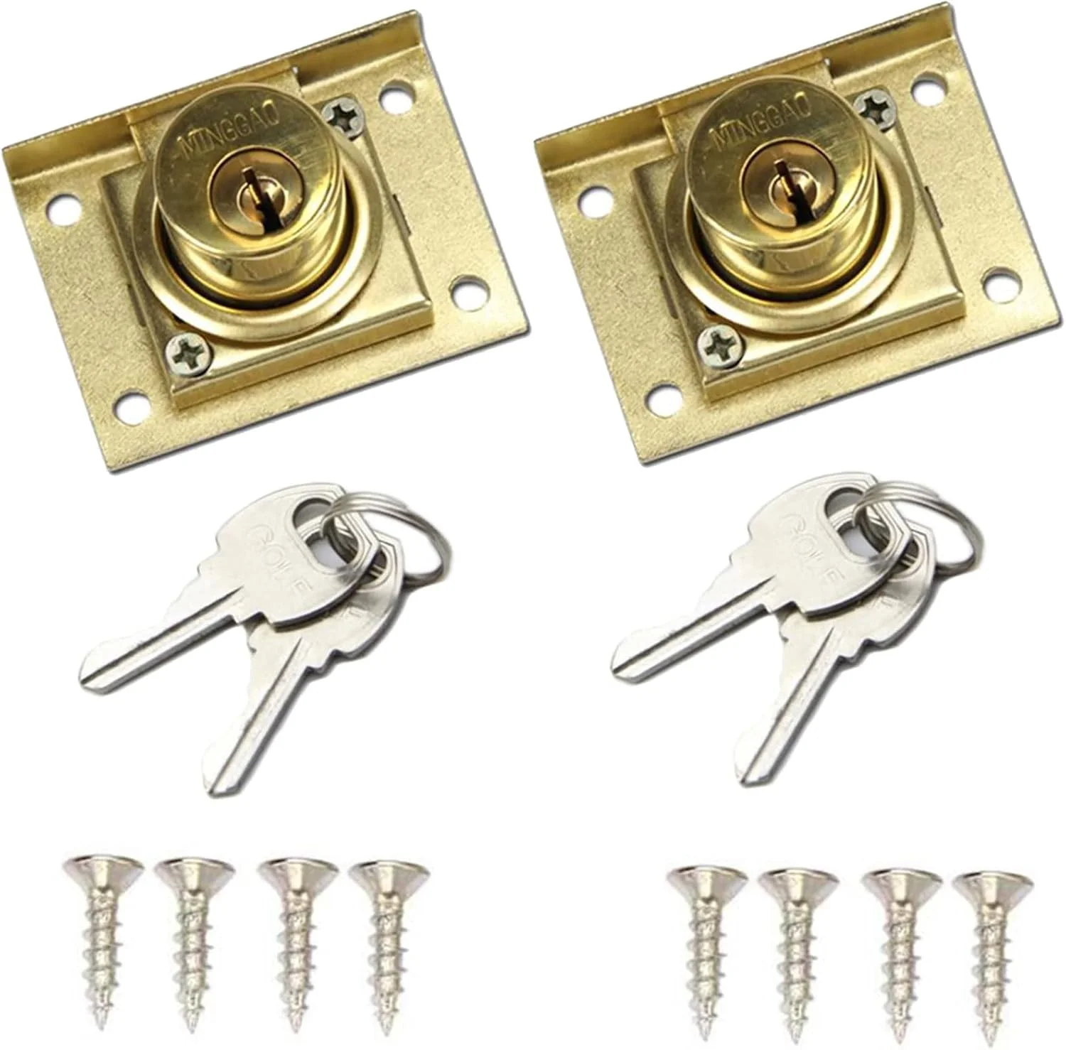 قفل کابینت فایل، قفل رومیزی با سیلندر برنجی به طول 7/8 اینچ، بسته 2 عددی قفل کشو مقاوم در برابر زنگ زدگی با 4 عدد کلید برای کابینت، میز، کمد لباس، صندوق پستی، قفسه ها، گنجه ها، همراه با پیچ های نصب
