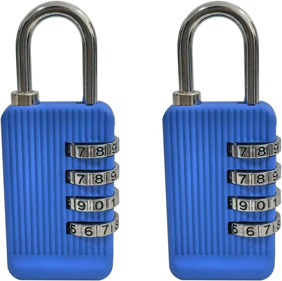 قفل ترکیبی دافاپه، بسته 2 عددی قفل 4 رقمی برای باشگاه، فضای باز، درب حصار، چمدان، کوله پشتی، کابینت، مسافرت (آبی)