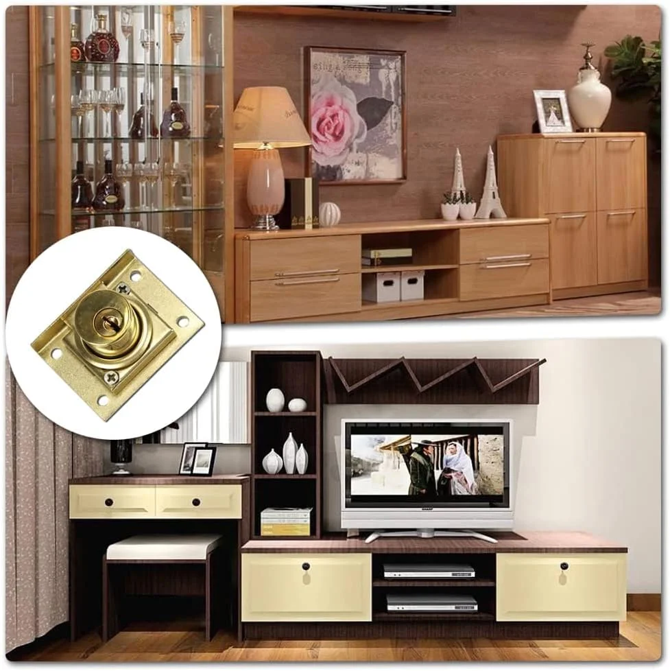 قفل کابینت فایل، قفل رومیزی با سیلندر برنجی به طول 7/8 اینچ، بسته 2 عددی قفل کشو مقاوم در برابر زنگ زدگی با 4 عدد کلید برای کابینت، میز، کمد لباس، صندوق پستی، قفسه ها، گنجه ها، همراه با پیچ های نصب