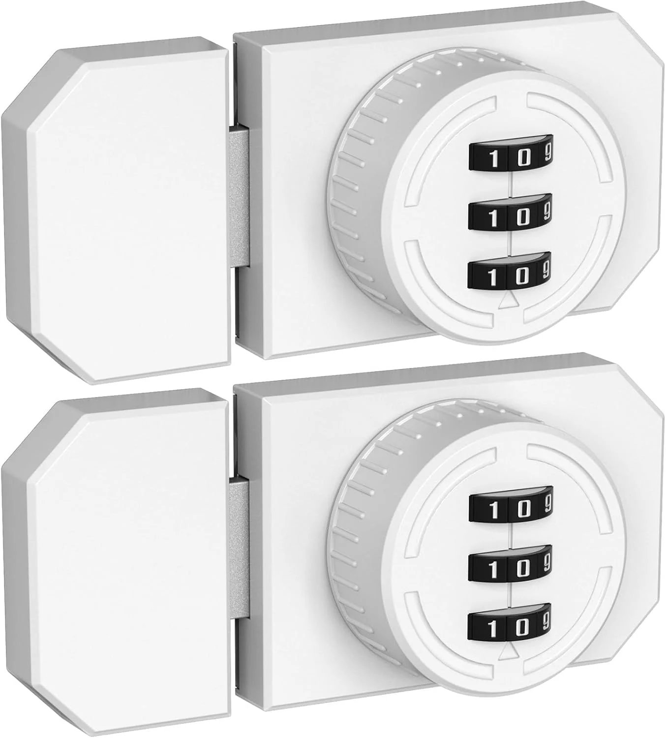 قفل درب کابینت ترکیبی 2 عددی، قفل مکانیکی 3 رقمی بدون کلید چسبی برای کمد، کشو، انبار، کمد و موارد دیگر - نصب آسان با چسب قوی (سفید)