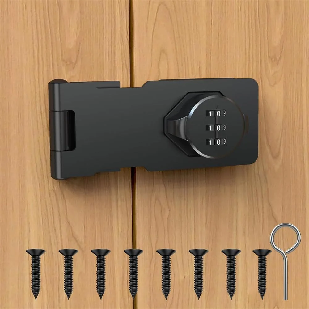 قفل کابینت با رمز عبور، قفل درب کابینت خانگی با رمز، قفل و بست ترکیبی 90/180 درجه، قفل بدون کلید برای درب کابینت، درب کشویی انبار، درب حیوانات خانگی، 3.5 اینچ (مشکی)