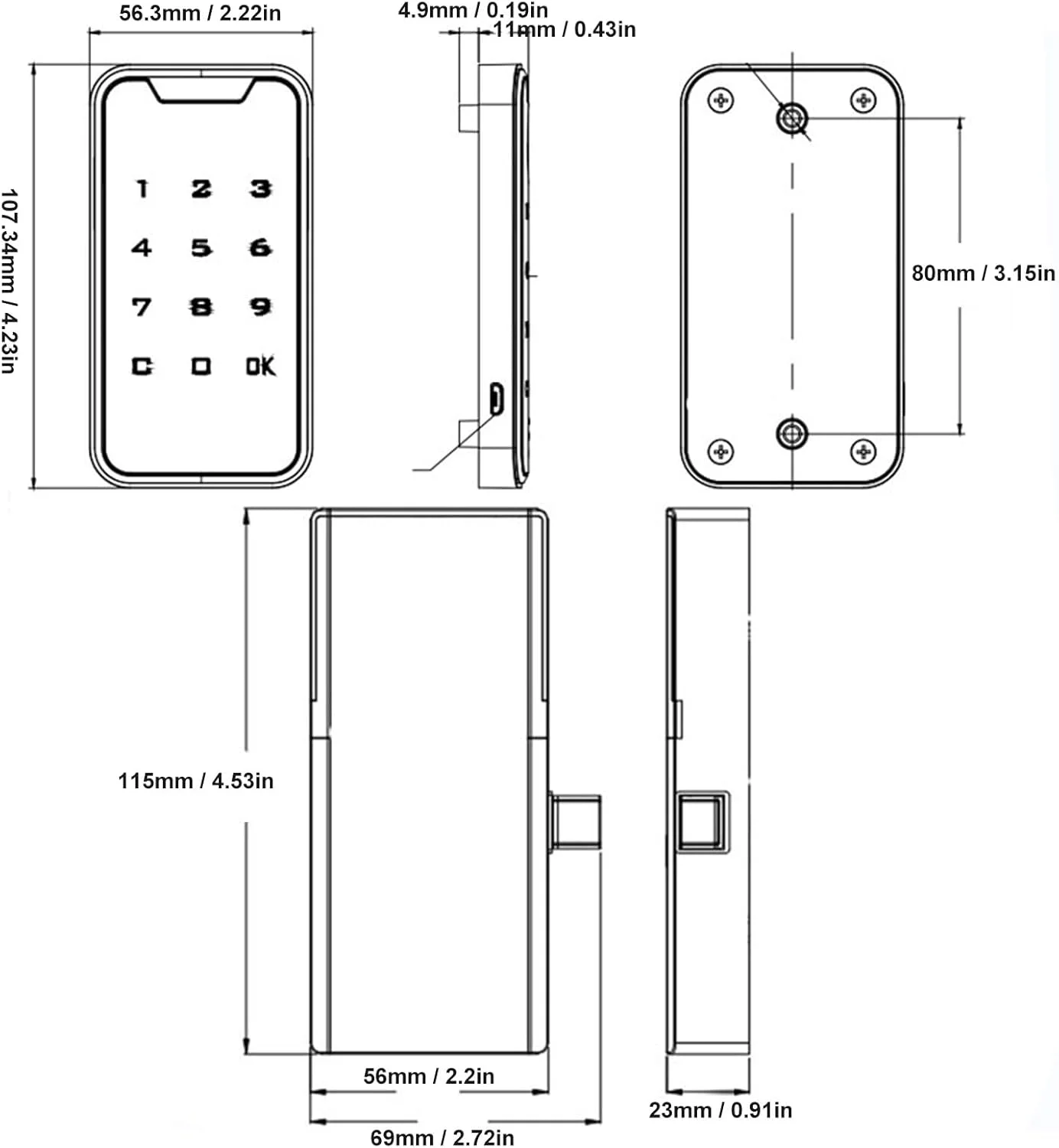 قفل هوشمند کابینت، قفل کابینت اثر انگشتی و رمز عبوری، صفحه کلید لمسی دیجیتال، قفل الکترونیکی کابینت برای کابینت، کمد یا کنار تخت