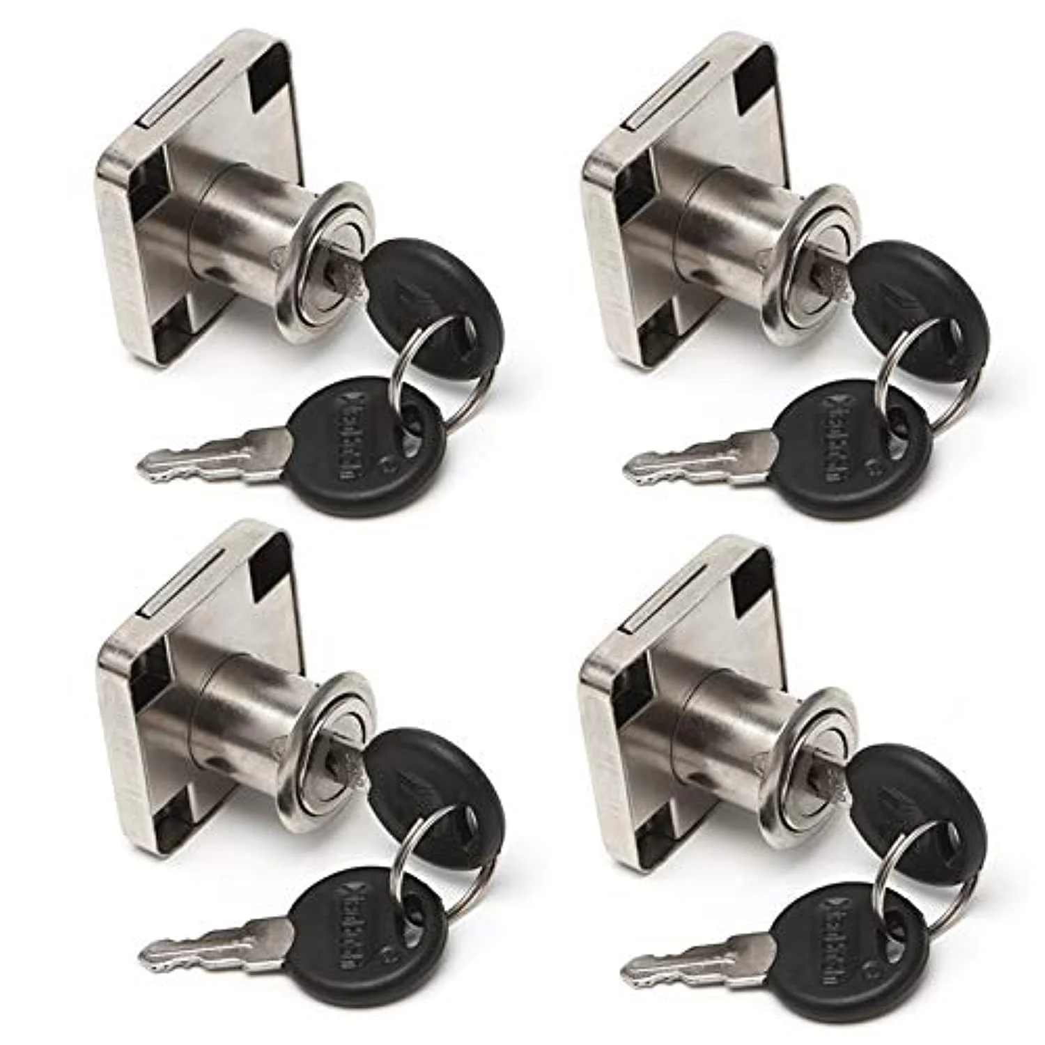 قفل کابینت، کشو و میز 4 عددی، قفل کمد و درب کمد مبلمان آلیاژ روی با 8 کلید (مشکی)