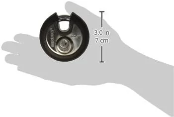 قفل آویز سنگین برینکس با کلید - قفل دیسکی تجاری 70 میلی متری استیل ضد زنگ برای انبار، گاراژ، کمد، درب های کشویی، کابینت ها و موارد دیگر - گرد با حلقه فولادی، مشکی