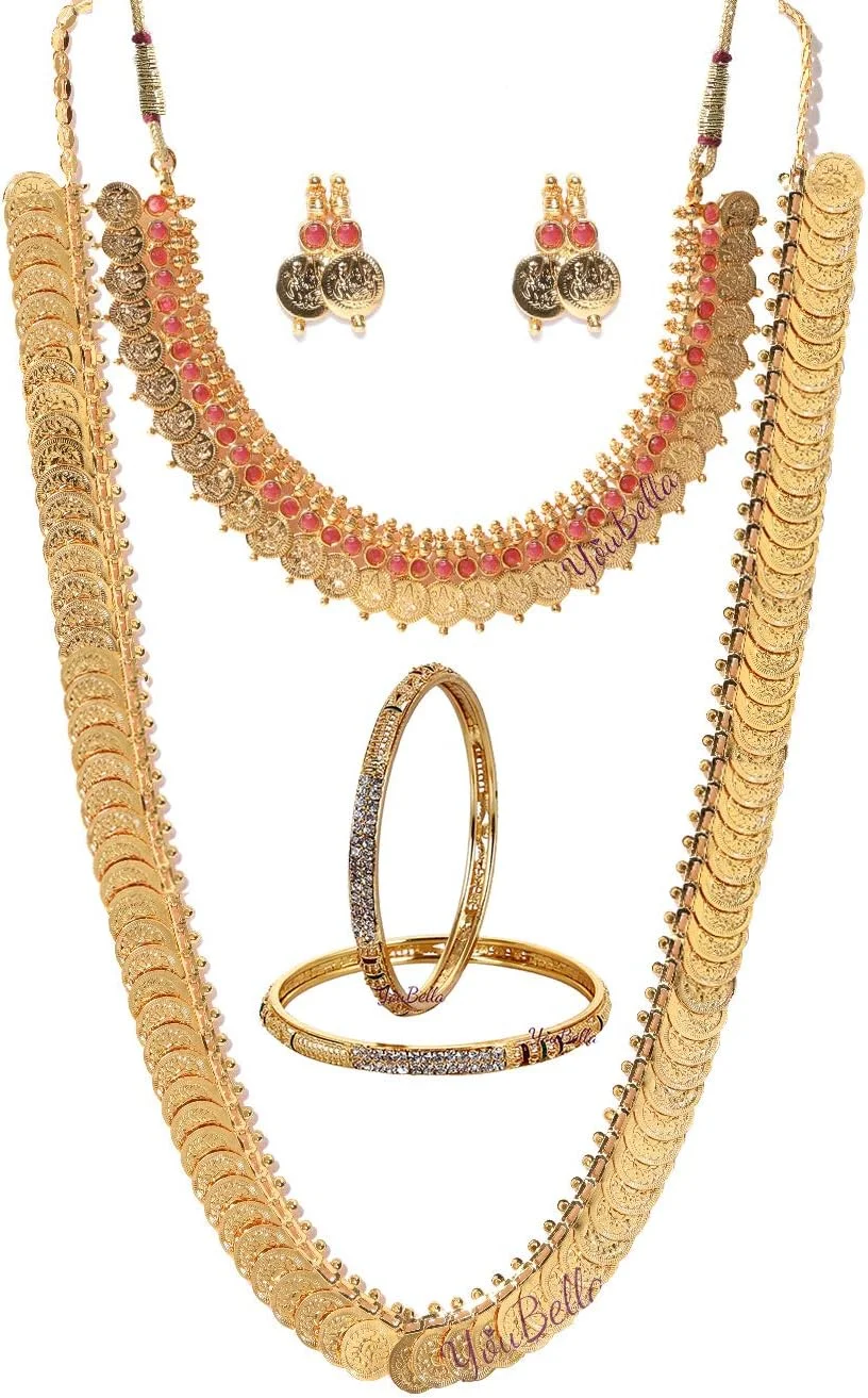 ست گردنبند، النگو و گوشواره آلیاژ طلایی زنانه YouBella