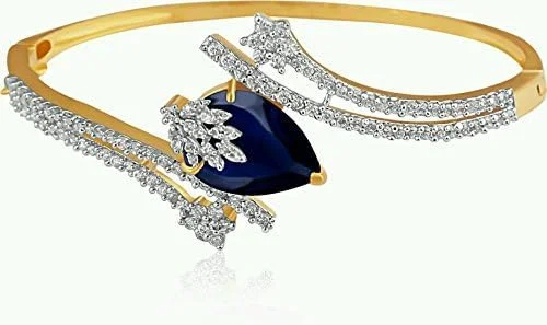 مجموعه امضای YouBella، ست ترکیبی الماس آمریکایی شامل آویز/گردنبند با گوشواره، دستبند و انگشتر برای دختران و زنان (آبی)