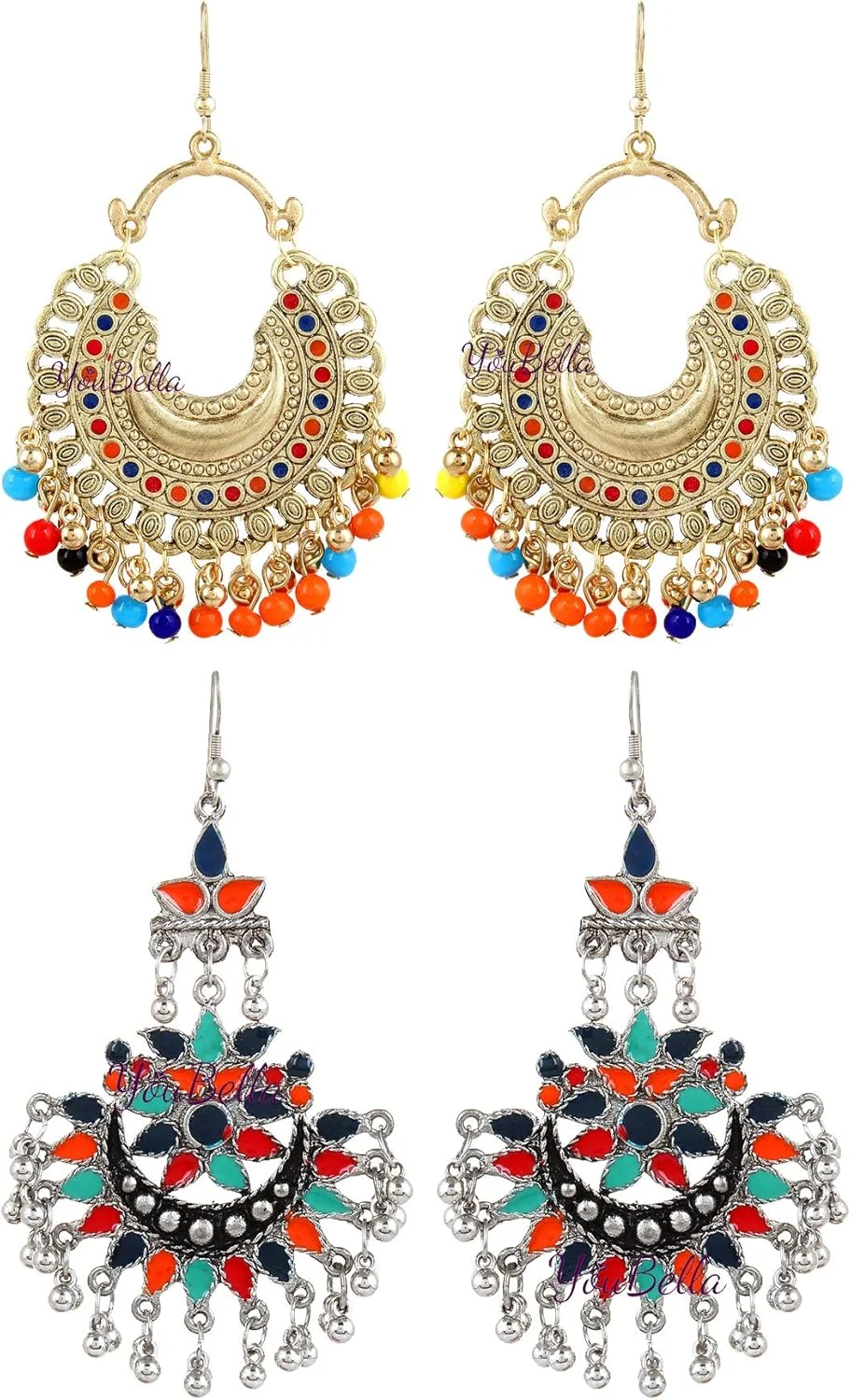 گوشواره های قبیله ای افغانی YouBella Fashion Jewellery برای دختران و زنان، فلز غیر قیمتی