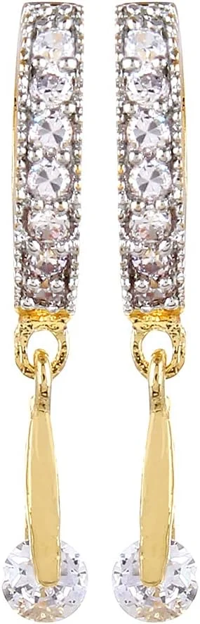 گوشواره های آویز زنانه YouBella با طراحی شیک، مناسب مهمانی، طلایی رنگ با روکش طلا و نگین های اتمی (طلایی)(YBEAR_0009_FOF)