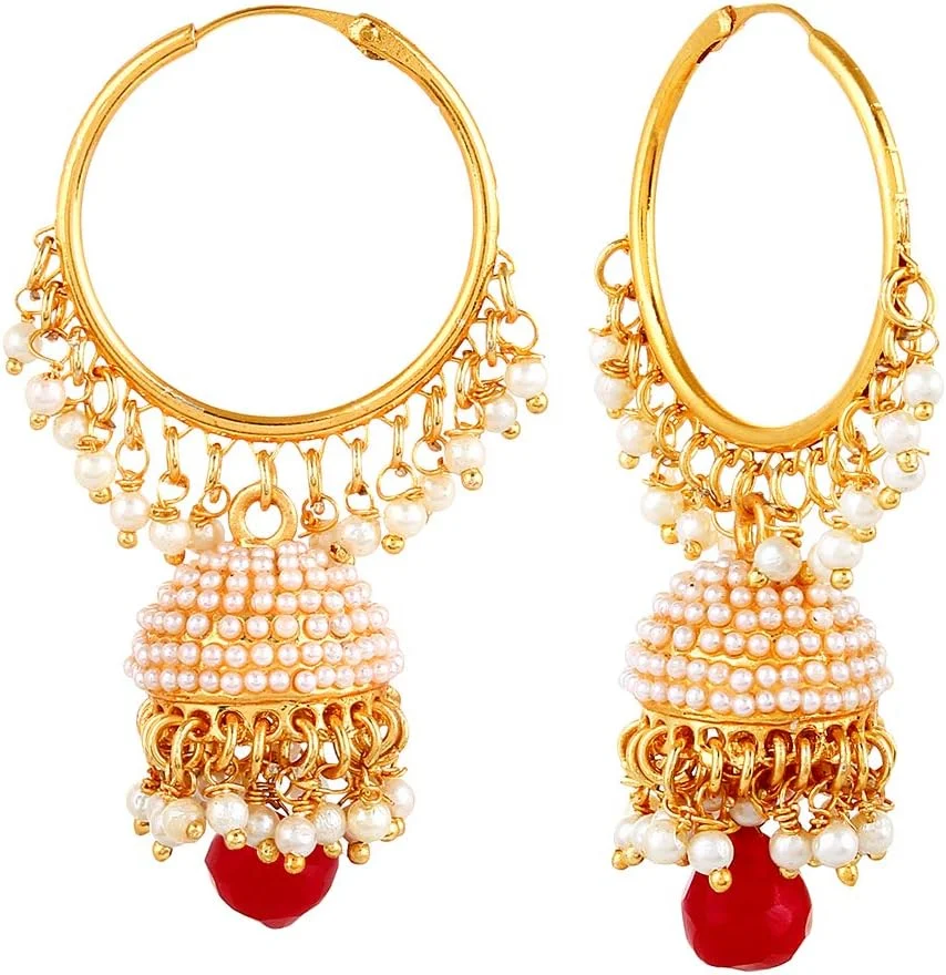 گوشواره های جومکی روکش طلایی طرح جواهرات سنتی مجلسی شیک YouBella برای زنان (طلایی)(YBEAR_31335) گوشواره های جومکی روکش طلایی طرح جواهرات سنتی مجلسی شیک YouBella برای زنان (طلایی)(YBEAR_31335)