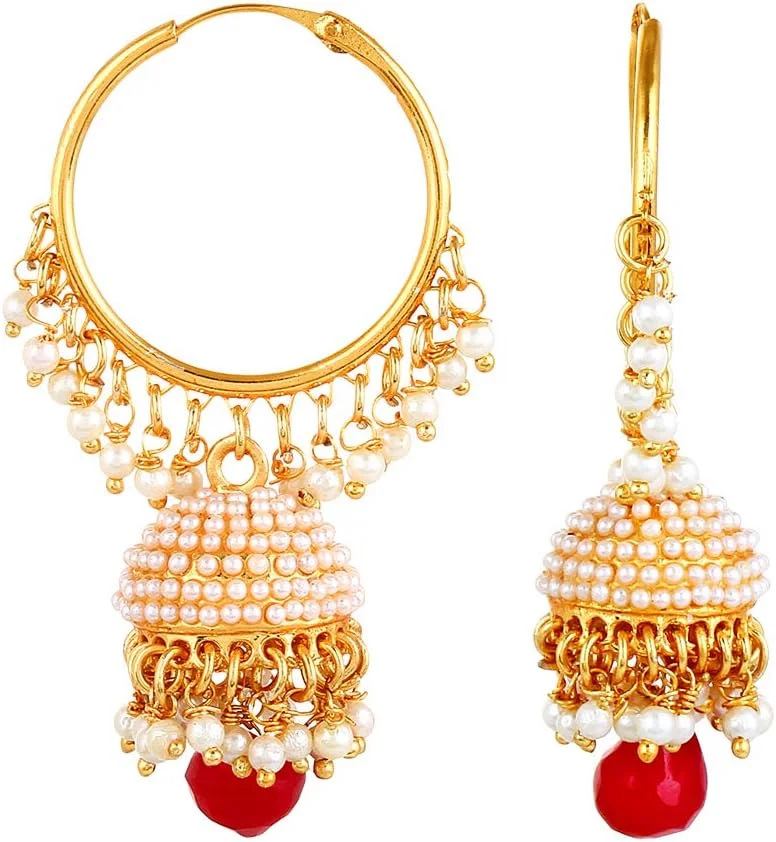 گوشواره های جومکی روکش طلایی طرح جواهرات سنتی مجلسی شیک YouBella برای زنان (طلایی)(YBEAR_31335) گوشواره های جومکی روکش طلایی طرح جواهرات سنتی مجلسی شیک YouBella برای زنان (طلایی)(YBEAR_31335)