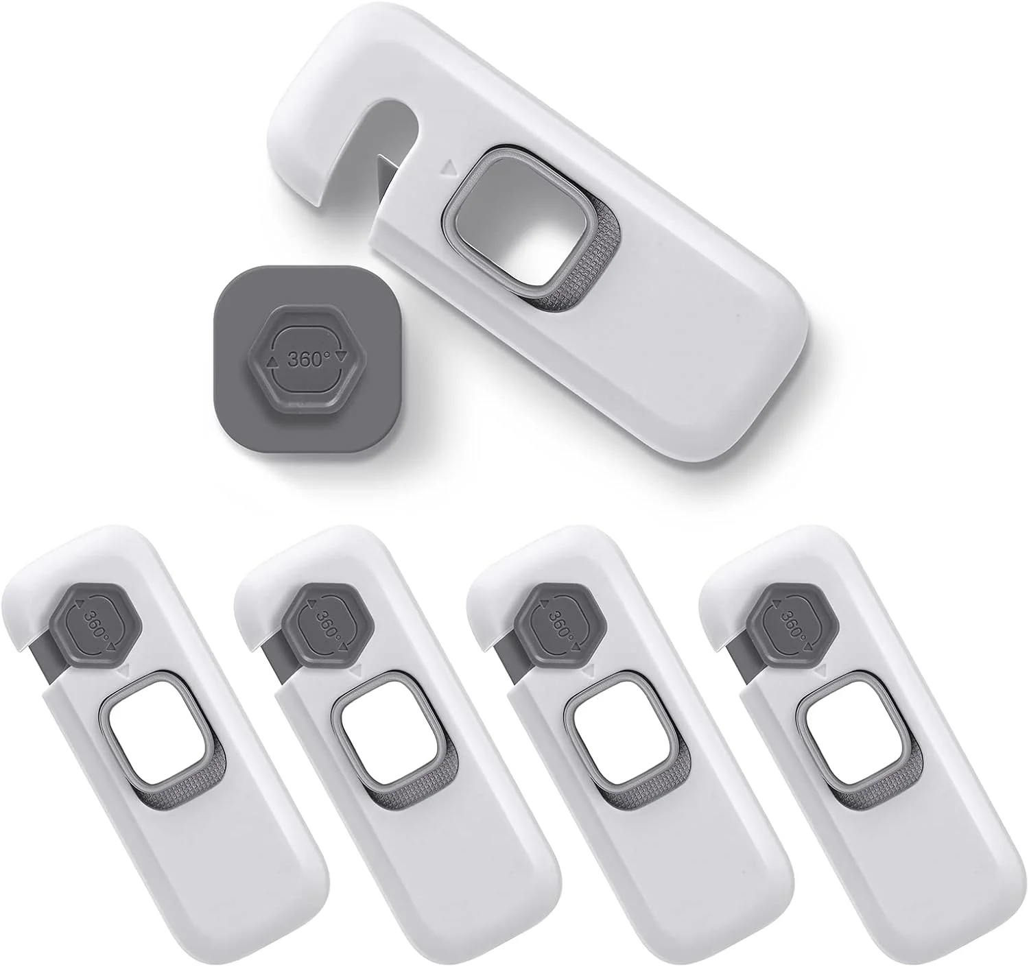 قفل های تسمه ای ایمنی کودک Baytion، 5 عدد قفل تسمه ای درب کابینت ایمنی کودک با چسب قوی برای یخچال، کابینت ها، کشوها و ماشین ظرفشویی - بدون نیاز به ابزار و سوراخکاری (بسته 5 عددی)